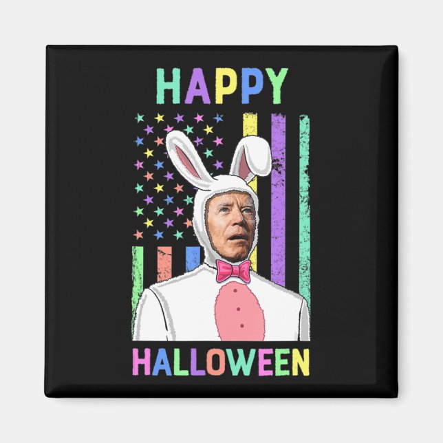 Biden Easter Happy Halloween Bunny Joe Easter Flag Magnet (Front)