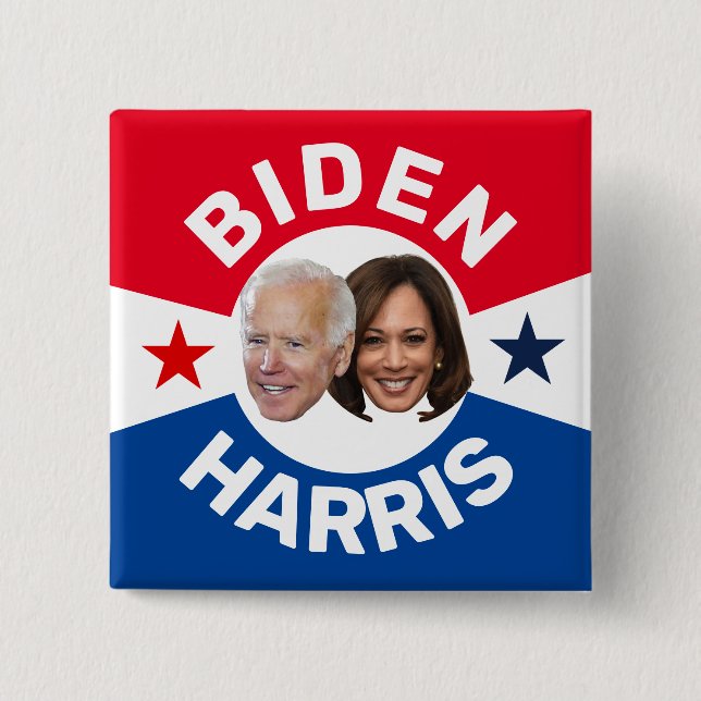BIDEN / HARRIS 15 CM SQUARE BADGE (Front)