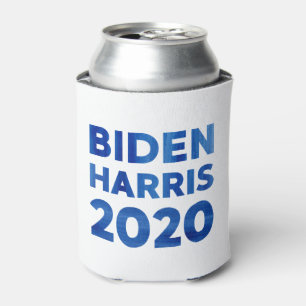 Biden Harris 2020 blue watercolor text Can Cooler