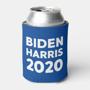 Biden Harris 2020 bold white text on blue election Can Cooler