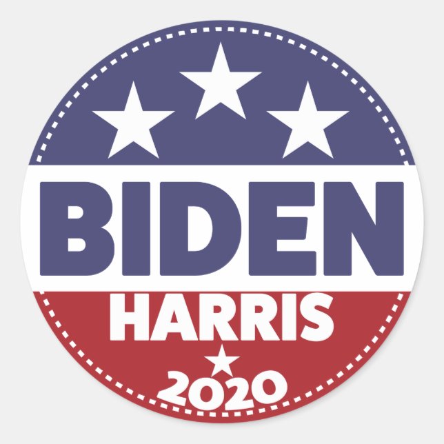 Biden Harris 2020 Button Style Classic Round Sticker (Front)