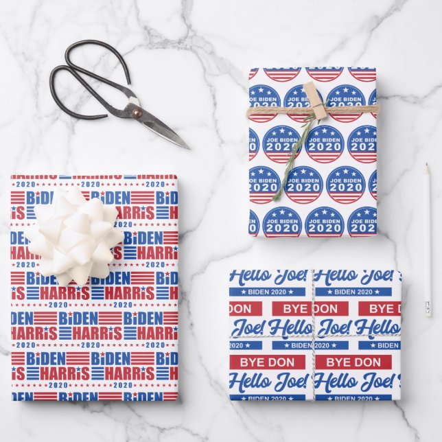Biden/Harris 2020 Bye Don Patterns Wrapping Paper Sheet (Front)