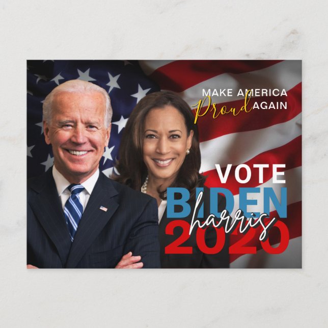 Biden Harris 2020 Collector's Patriotic Photo Postcard (Front)