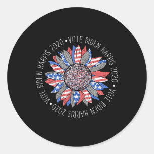 Biden Harris 2020 Cute Red White Blue Sunflower Sh Classic Round Sticker