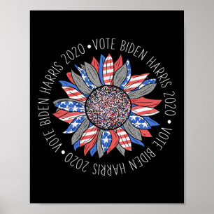 Biden Harris 2020 Cute Red White Blue Sunflower Sh Poster