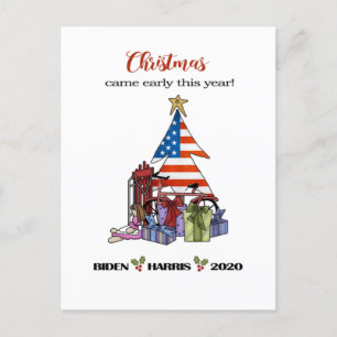 Biden/Harris 2020 Early Christmas Tree/Presents Holiday Postcard