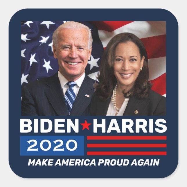 Biden Harris 2020 Election Patriotic Flag Photo Square Sticker (Front)