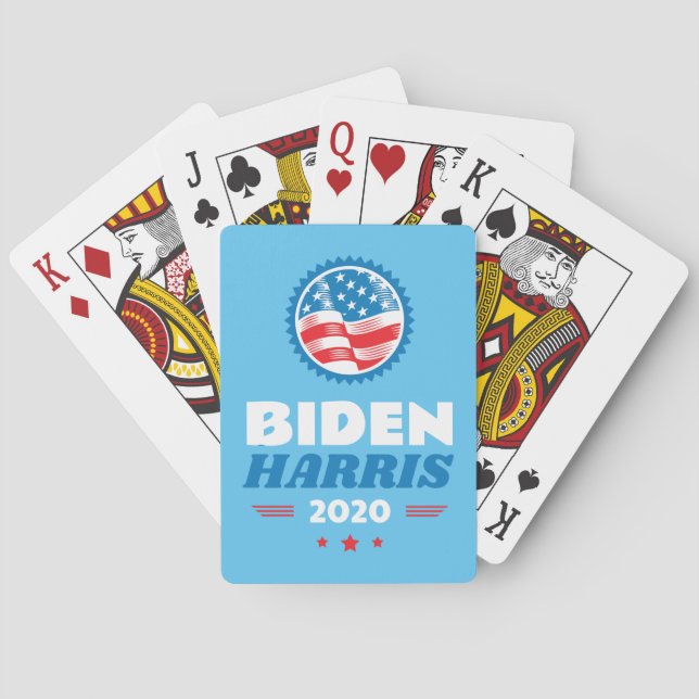 Biden Harris 2020 Flag Seal Light Blue Playing Cards (Back)