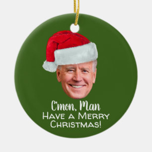 Biden Harris 2020 - Joe Santa Hat C'mon Man Ceramic Tree Decoration