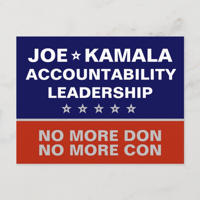 Biden Harris 2020 Leadership Accountability Postcard (Front)