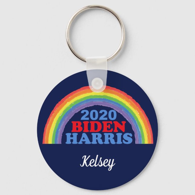 Biden Harris 2020 Rainbow Custom Key Ring (Front)
