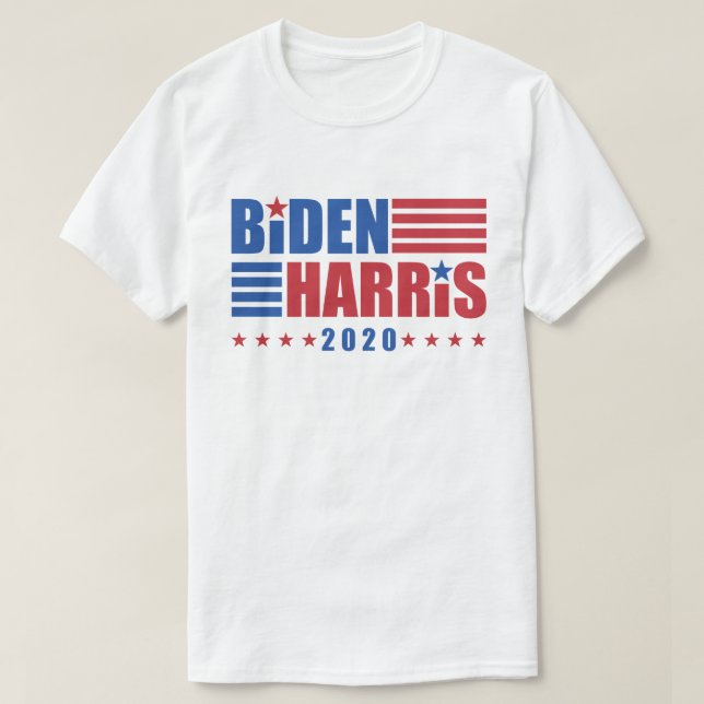 Biden/Harris 2020 Red White Blue Stars Stripes T-Shirt (Design Front)
