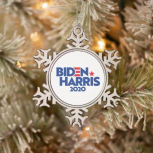 Biden Harris 2020 Snowflake Pewter Christmas Ornament