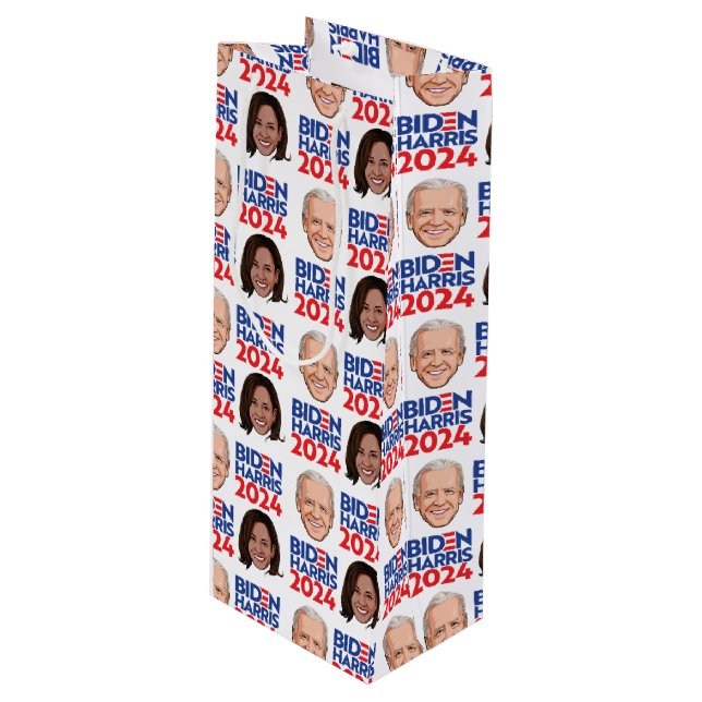 Biden Harris 2024 Birthday Wine Gift Bag (Front Angled)