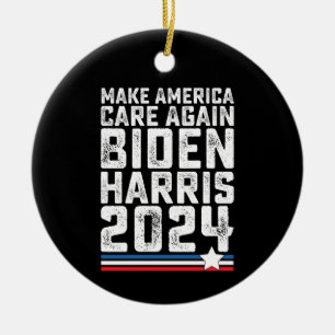 Biden Harris 2024 Care Again Ceramic Tree Decoration