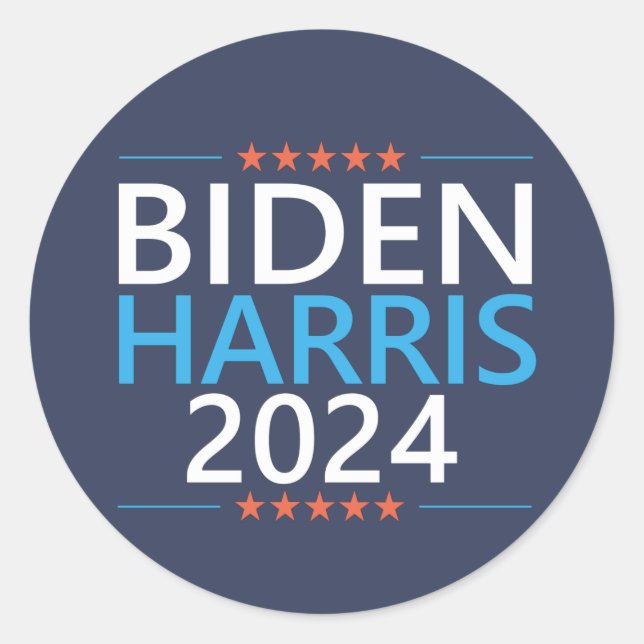 Biden Harris 2024 for President US Election Classic Round Sticker (Front)