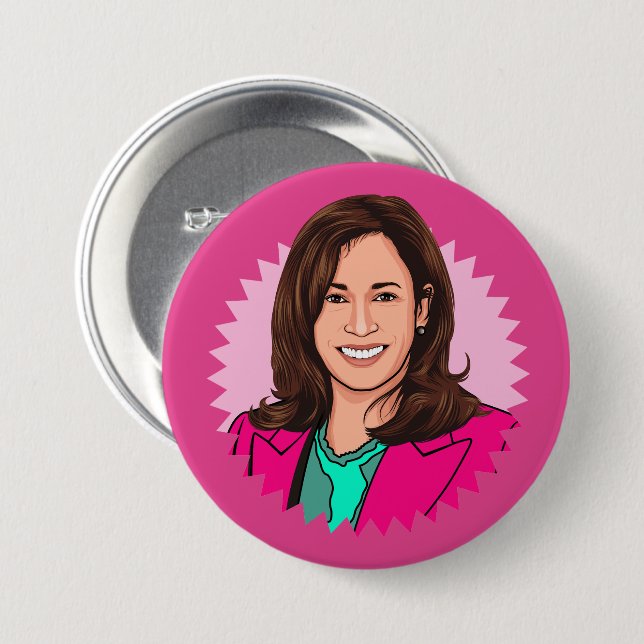 Biden Harris 2024 in Pink 7.5 Cm Round Badge (Front & Back)