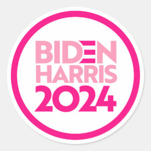 Biden Harris 2024 in Pink Classic Round Sticker
