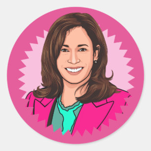 Biden Harris 2024 in Pink Classic Round Sticker