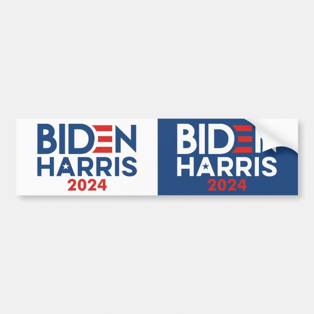 Biden Harris 2024 logo - Cut in Half for 2 Bumper Sticker (Front)