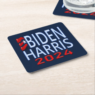 Biden Harris 2024 Presidential Election Square Paper Coaster
