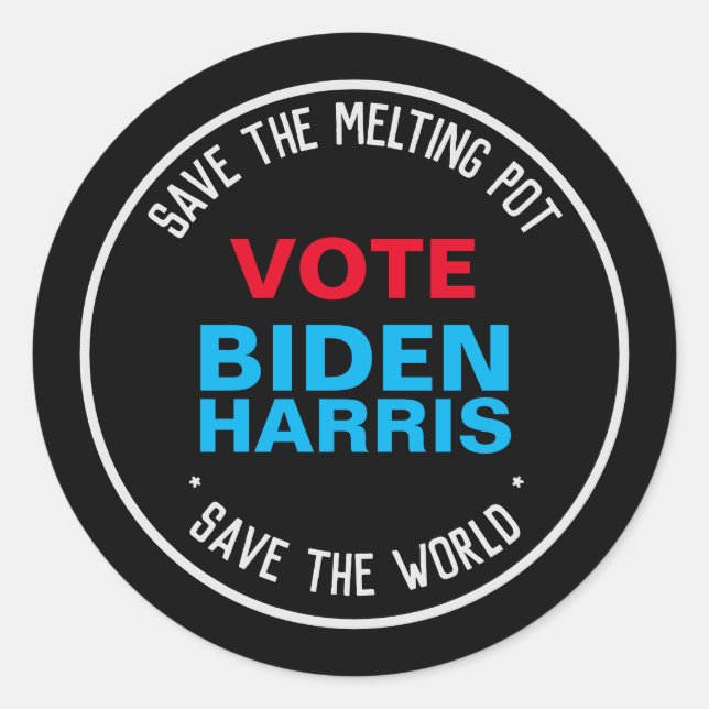 Biden Harris 2024 Save The Melting Pot Classic Round Sticker (Front)