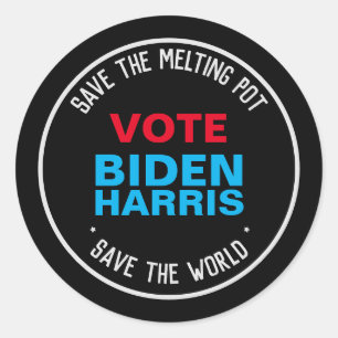 Biden Harris 2024 Save The Melting Pot Classic Round Sticker