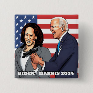 Biden - Harris    2024 US Presidential Election 15 Cm Square Badge
