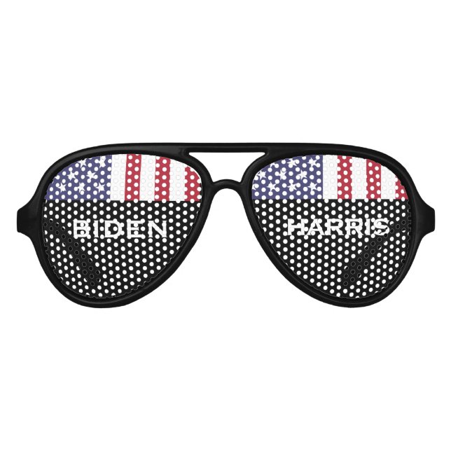 BIDEN HARRIS 2024 USA Flag Party Aviators Aviator Sunglasses (Front)
