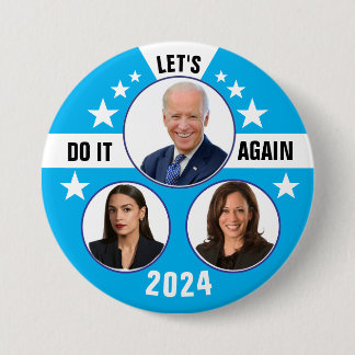 Biden Harris and AOC 2024 7.5 Cm Round Badge