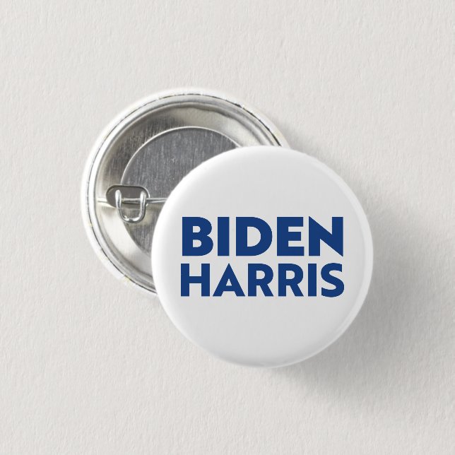 "Biden Harris" blue letters - 3 Cm Round Badge (Front & Back)