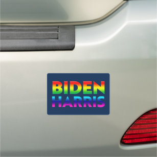 Biden Harris blue pride rainbow typography modern Car Magnet