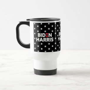 Biden / Harris Blue Stars Pattern Black and White Travel Mug