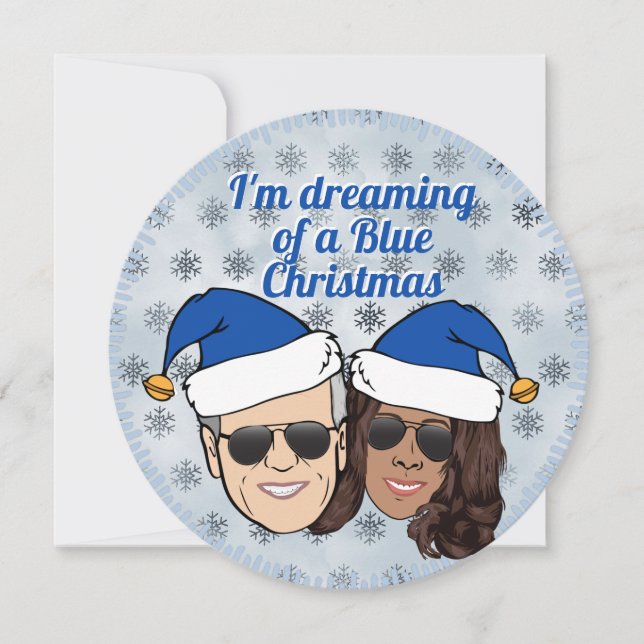 Biden Harris Dreaming of A Blue Christmas Election Holiday Card (Front)