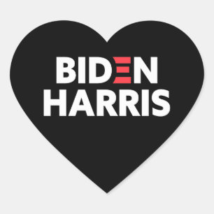 Biden / Harris Election Campaign Black and White Heart Sticker