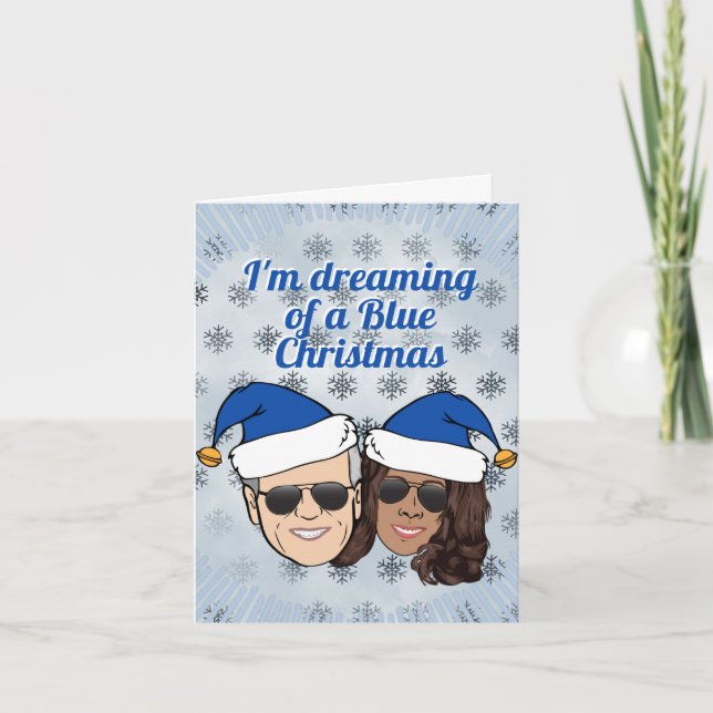 Biden Harris Election Dreaming of A Blue Christmas Holiday Card (Front)