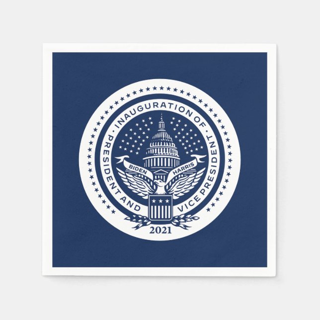 Biden Harris Inaugural Logo Inauguration Day Blue Napkin (Front)