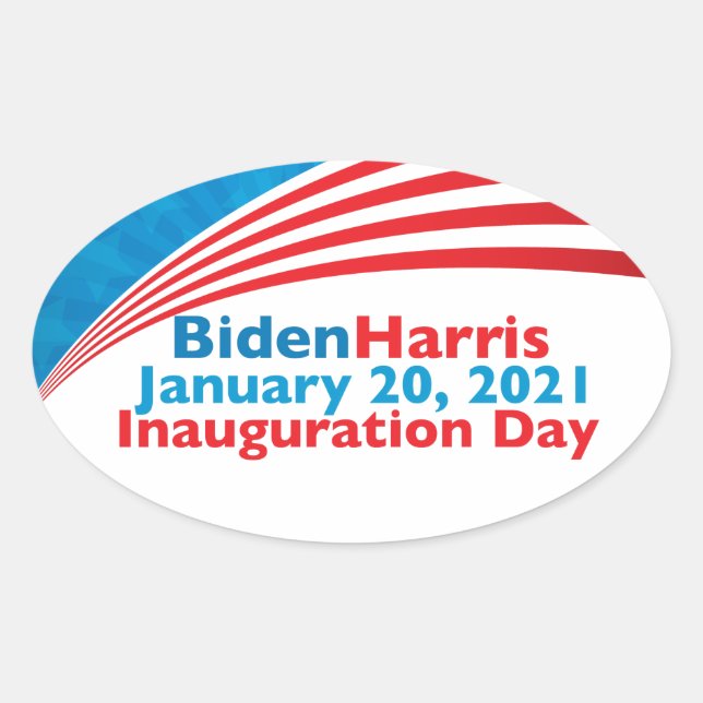 Biden Harris Inauguration Day American Flag Oval Sticker (Front)