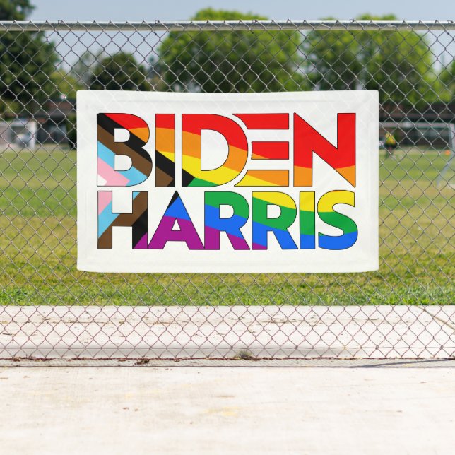 Biden Harris LGBTQ+ Progress Pride Banner (Insitu)