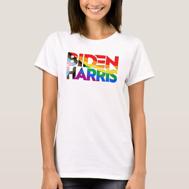 Biden Harris LGBTQ+ Progress Pride T-Shirt (Front)