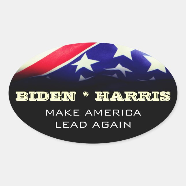 BIDEN HARRIS Make America LEAD Again Oval Sticker (Front)