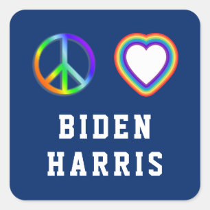 Biden Harris Peace Love Square Sticker