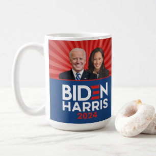 Biden Harris Photo - 2024 star - Red White Blue Coffee Mug
