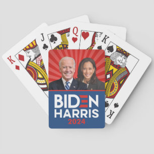 Biden Harris Photo - 2024 star - Red White Blue Playing Cards