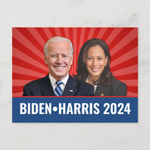 Biden Harris Photo - 2024 star - Red White Blue Postcard