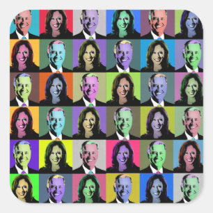 Biden Harris Pop Art (36 Colours) Square Sticker