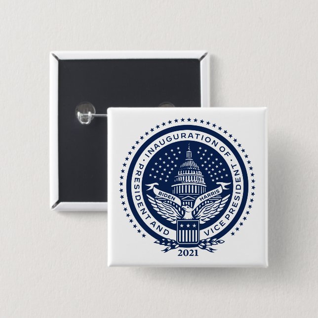 Biden Harris President Inaugural Logo Inauguration 15 Cm Square Badge (Front & Back)