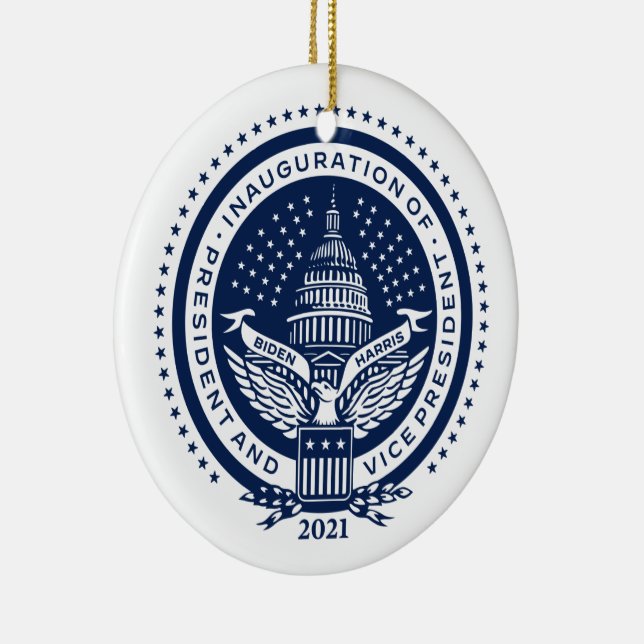 Biden Harris President Inaugural Logo Inauguration Ceramic Tree Decoration (Right)