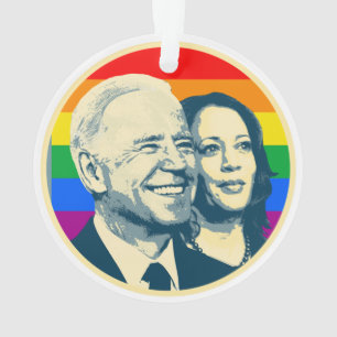 BIDEN HARRIS PRIDE BADGE LARGE ORNAMENT
