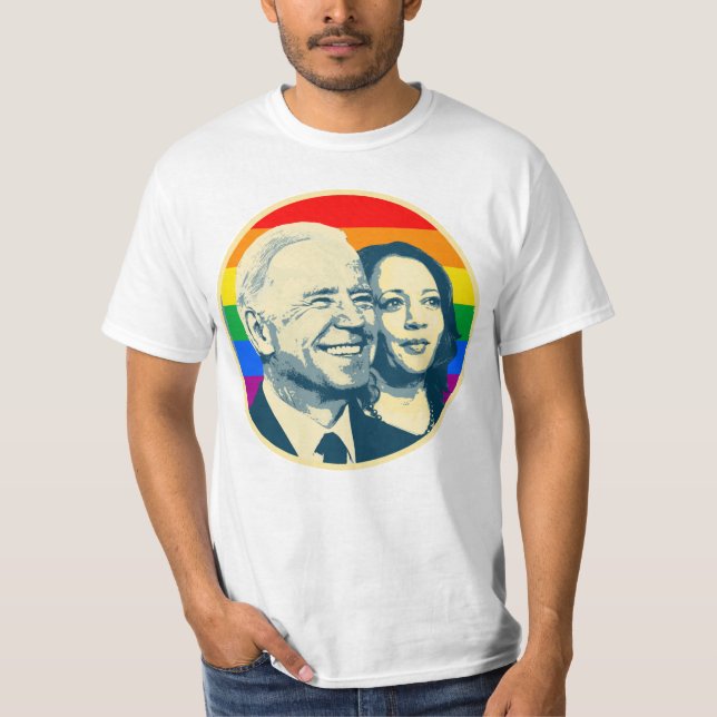 BIDEN HARRIS PRIDE BADGE LARGE T-Shirt (Front)